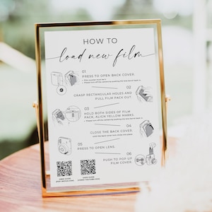 Instax Mini 11 Instruction Sign, Photo Guestbook Sign, How To Load New Film, Camera Instructions, Wedding Photo Sign, Editable Sign, Canva