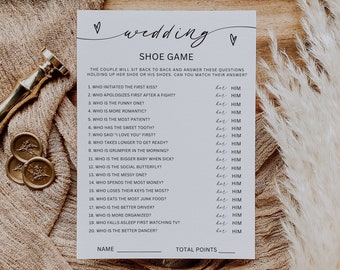 Wedding Shower Shoe Game, Fun Couple Game, Minimalist Couples Shoe Game,  Bridal Shower Game, Couples Wedding Shower Game, Editable, Canva