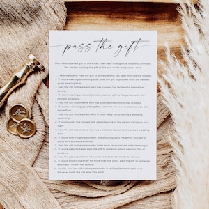 Pass The Gift Shower Game, Bridal Shower Game, Pass the Gift Poem Game, Fun Shower Activity, Instant Download, Editable Template, Canva