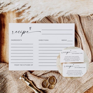 Receptaanvraagkaart Bruidsdouche, minimalistische receptkaartsjabloon, afdrukbare receptinvoeging, moderne receptkaarten, bewerkbare sjabloon, Canva