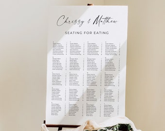 Wedding Seating Chart Alphabetical Order, Modern Seating Alphabetized Chart, Printable Seating Plan Sign, Minimalist Seating Chart, Canva