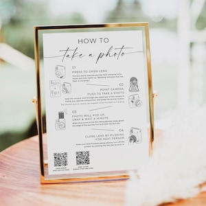Instax Mini 11 Instruction Sign, Photo Guestbook Sign, How To Take A Photo, Camera Instructions, Wedding Photo Sign, Editable Sign, Canva