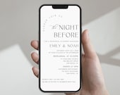 Electronic Rehearsal Dinner Invitation Template, Minimalist Digital Rehearsal Dinner Invite, The Night Before Wedding Invitation, Editable