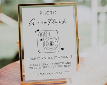 Instax Mini Photo Guestbook Sign, Polaroid Camera Wedding Sign, Party Wedding Reception Sign, Film Photo Guest Book Sign, Canva, Editable