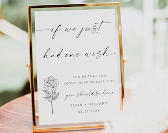 Bruiloft herdenkingsbord Canva, In Loving Memory tafelbord, modern minimalistisch bruiloftbord, Wish You Were Here-bord, bewerkbaar bord, canvas