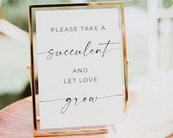Please Take a Succulent and Let Love Grow, Bridal Shower Wedding Sign, Succulent Favors, Please Take a Succulent, Let Love Grow, Canva