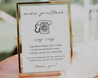 Audio Guestbook Sign Wedding, Telephone Guest Book Sign Template, Leave Me A Message, Pick Up The Phone, Newlyweds Can't Come to the Phone
