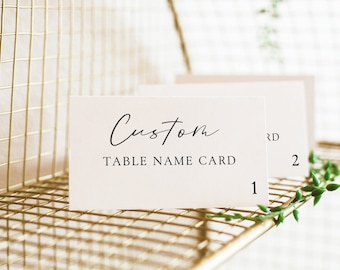 Minimalistic Place Card Template, Name Place Card Wedding, Printable Modern Name Cards, Flat & Foldable Place Cards, Editable Template
