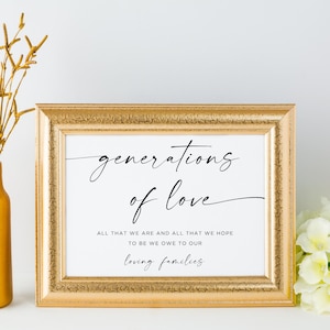 Generations Of Love Wedding Sign, All That We Hope To Be, Minimalist Modern Wedding Sign, Printable Elegant Minimal Wedding, Editable, Canva