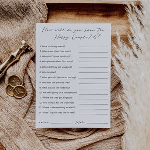 How Well Do You Know the Happy Couple, Bridal Shower Printable Games ...