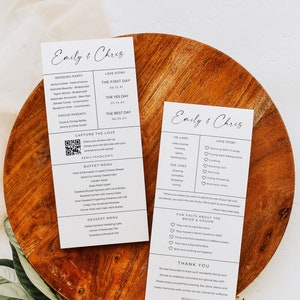 Fun Fact-Hochzeitskartenvorlage, Hochzeits-QR-Code-Foto-Share-Karte, Menü-Servietten-Notizkarte, Hochzeits-Dankeskarte, bearbeitbare Vorlage, Canva