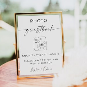 Photo Guest Book Sign Print, Modern Wedding Photo Guestbook Sign, Photo Sign our Guestbook, Photo Guestbook Printable, Minimalist, Canva