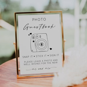 Instax Mini Photo Guestbook Sign, Polaroid Camera Wedding Sign, Party Wedding Reception Sign, Film Photo Guest Book Sign, Canva, Editable