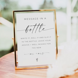 Message In A Bottle Wedding Sign, Message In A Bottle Guest Book Sign, Message to the Mr. and Mrs., Minimalist Wedding Advice Sign, Canva