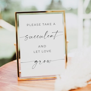 Ta en suckulent och låt kärleken växa, Bröllopsskylt för brudtärna, Suckulentgåvor, Ta en suckulent, Låt kärleken växa, Canva