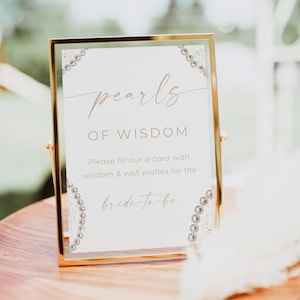 Pearls Of Wisdom Schild, Beratung & Wünsche Zeichen, Brunch und Sekt, Brautdusche Beratung Karte, Perlen und Prosecco Beratung Karten, bearbeitet werden