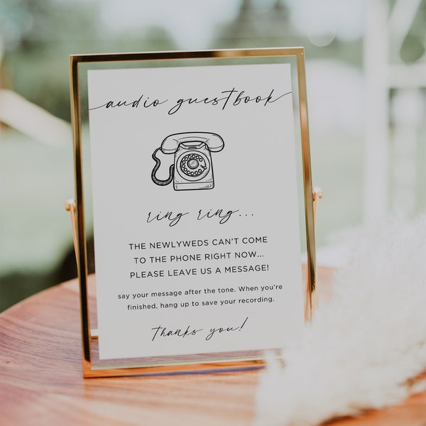 Audio Guestbook Sign Wedding, Telephone Guest Book Sign Template, Leave Me A Message, Pick Up The Phone, Newlyweds Can't Come to the Phone