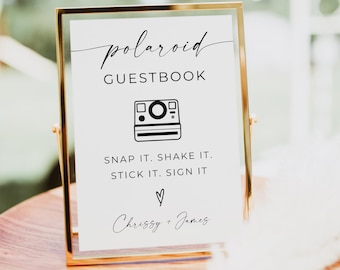Letrero para libro de visitas con fotos de boda para Instax Mini, letrero para boda con cámara Polaroid, letrero para recepción de boda, letrero para libro de visitas con fotos de película, Canva