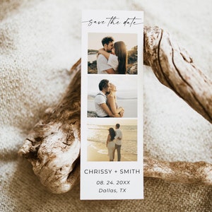 Fotostreifen Sparen Sie das Datum Canva, Minimalist Modern Sparen Sie das Datum, Photo Booth Sparen Sie das Datum, Foto Sparen Sie die Datumskarte, bearbeitbarer Streifen, Canva