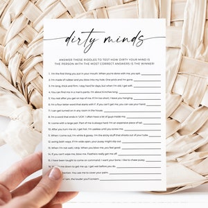 Dirty Minds Bachelorette Game, Dirty Riddles Game, Printable Script Hen Party Games, Party Bridal Shower, Instant Download, Editable, Canva