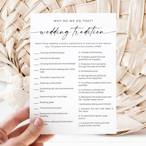 Wedding Traditions Bridal Shower Game, Minimalist Bridal Shower Game, Printable Bridal Shower Game Card, Editable Template, Download, Canva