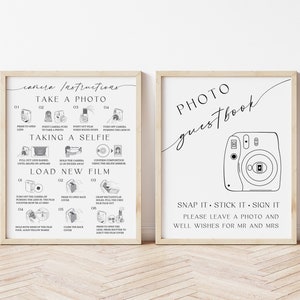 Polaroid Guest Book Instructions Instax Mini 11, Wedding Photo Guest Book Sign, Polaroid Instructions How to Take a Photo, Load New Film