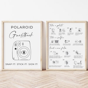 Polaroid Guest Book Sign, Instax Instructions, Instax Mini 11, How To Load New Film Camera Instructions Sign, How To Take A Photo, Download