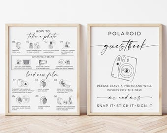 Placa de instruções para Instax Mini 12, Placa de livro de visitas Polaroid, Placa de instruções para carregar um novo filme na câmera, Como tirar uma foto, Baixar