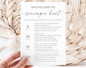 Bachelorette Party Scavenger Hunt Game, Editable Template (Digital Download)
