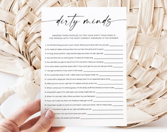 Dirty Minds Bachelorette Game, Dirty Riddles Game, Printable Script Hen Party Games, Party Bridal Shower, Instant Download, Editable, Canva
