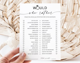 Would She Rather Bridal Shower Game Template, Would Bride Rather, Who Knows The Bride Best, Newlywed Game, Bridal Game Printable, Canva Edit