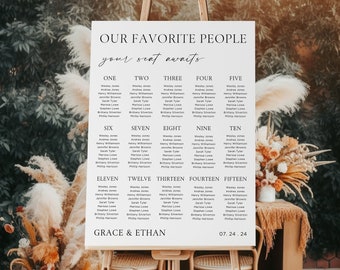 Our Favorite People Wedding Seating Chart Template, Landscape Wedding Seating Chart, Minimalist Seating Chart, Wedding Table Plan, Editable