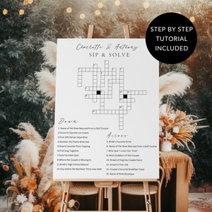Wedding Crossword Sign, Bridal Shower, Engagement Party Game Template, Sip & Solve Puzzle, Fully Editable Game, Instant Download, Canva