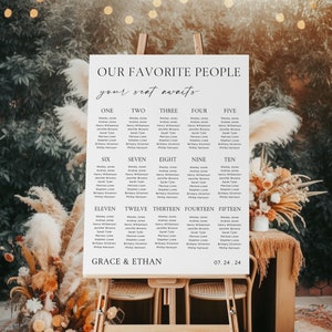 Our Favorite People Wedding Seating Chart Template, Landscape Wedding Seating Chart, Minimalist Seating Chart, Wedding Table Plan, Editable