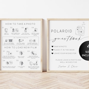 Wedding Instax Mini 11 Polaroid Guest Book, Editable Camera Instructions, How to Take Photo, Load New Film, Photo Guestbook Sign, Editable