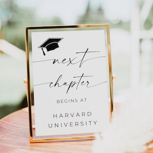 Graduation Next Chapter Begins Sign, Graduation Decor, Graduation Sign Template, Graduation Party Sign, Editable Sign, Canva