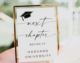 Graduation Next Chapter Begins Sign, Graduation Decor, Graduation Sign Template, Graduation Party Sign, Editable Sign, Canva