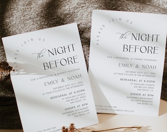 The Night Before Wedding Rehearsal Dinner Invitation, Minimal Wedding Rehearsal Template, Wedding Rehearsal Dinner Invite, Modern Rehearsal