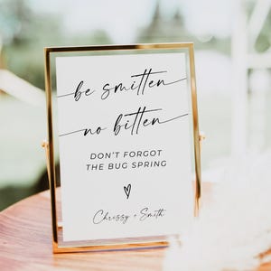 Bug Spray Sign For Wedding, Be Smitten Not Bitten, Bug Spray Sign, Outdoor Wedding Ceremony, Editable Template, Instant Download, Canva