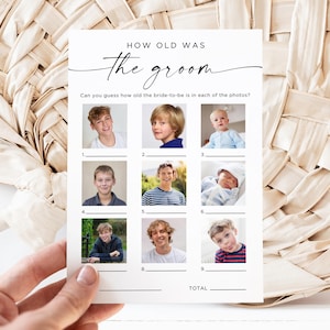PRINTED + SHIPPED How Old Was The Groom Game, Minimalist Wedding, Couples Bridal Shower Game, Age Guessing Game, Photo Activity, Hen Party