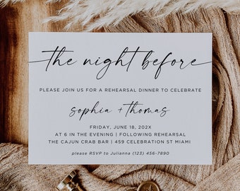 The Night Before Rehearsal Dinner Invitation Template, Editable Rehearsal Dinner Invitation, The Night Before Wedding Invitation, Canva