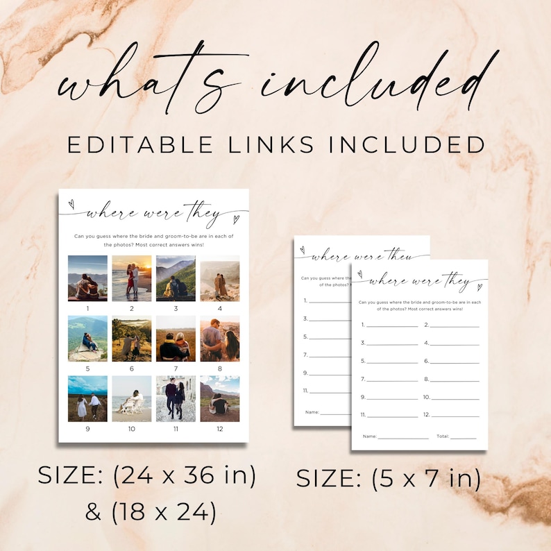 Photo Where Were They Bridal Game Poster, Minimalist Guessing Game Card And Sign, Couples Shower Game, Canva, Editable Download, Canva image 10