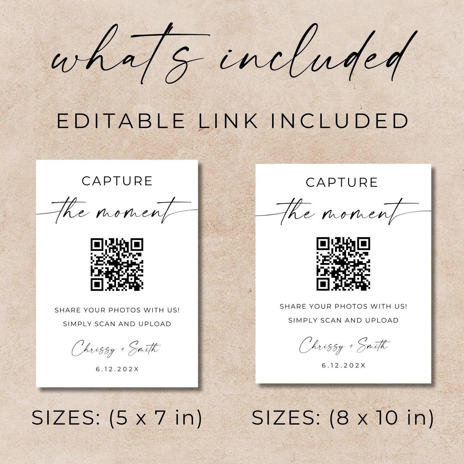 Capture the Love Wedding Sign, Wedding QR Code Signs, Wedding Photo ...
