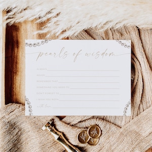 Pearls Of Wisdom-kaart Vrijgezellenfeest, Pearls Of Wisdom, Pearls en Prosecco-advieskaarten, advies- en wenskaarten, brunch en bubbels, bewerkbaar