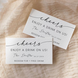 Wedding Drink Tickets Template, Modern Minimalist Drink Ticket, Minimal Wedding Free Drink ...