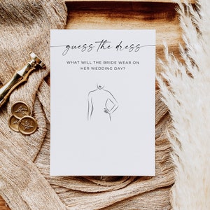 Guess The Dress Bridal Shower Game, Wedding Games Guess The Dress, Sketch The Dress Printable Hen Party Game, Bachelorette Party Game, Canva