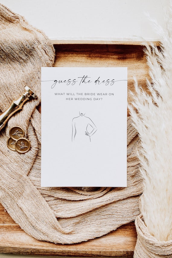 open lace back dress 20 x Guess the Dress - Bridal Shower Hen Party Game - Botanicals Design
