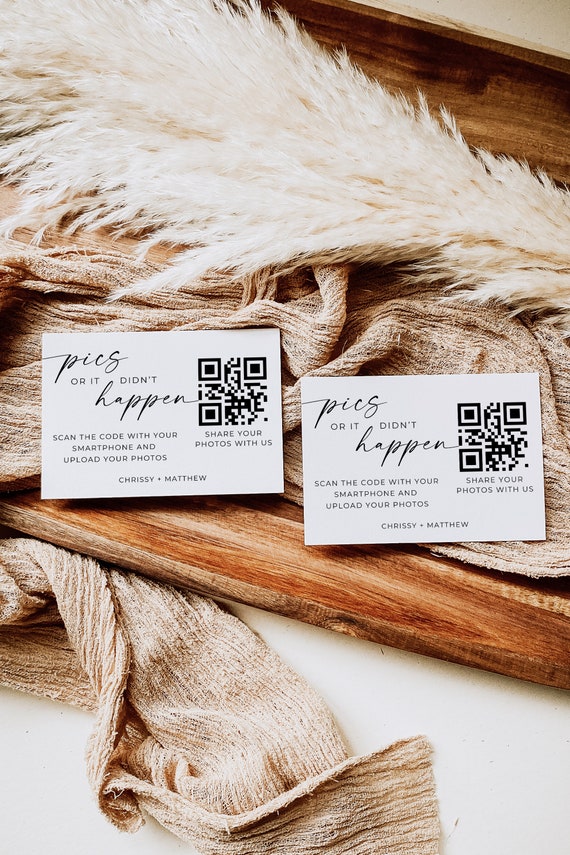 QR Code Card For Wedding Photos, Pics or it Didn't Happen, Wedding Photo Cards, Wedding Love QR Code, QR Code Wedding Card, Download, Canva