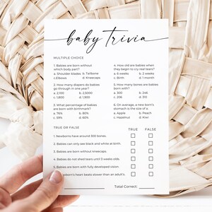 Baby Shower Printable Games Trivia, Fun Baby Shower Trivia Game, Baby Shower Templates, Fully Editable, Instant Download, Canva
