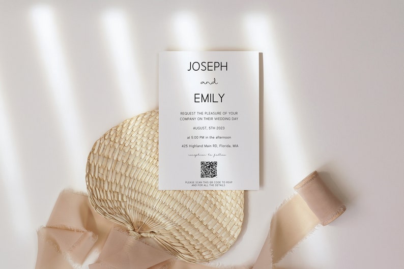 Wedding Invite Template With QR Code QR Code Invitation - Etsy
